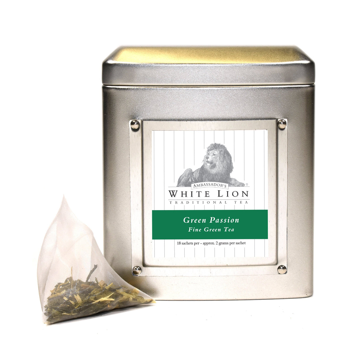 White Lion Green Passion Tea Tin 18 Ct.